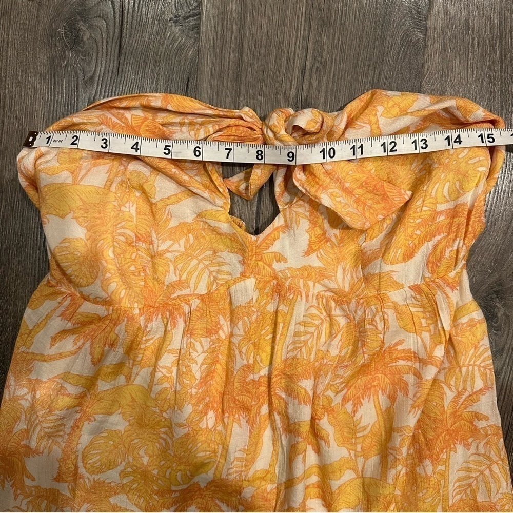 New STORIA Jumpsuit Wide Leg Sz L PALM TREE STRAPLESS Hawaiian Tropical Vacation - Picture 3 of 11